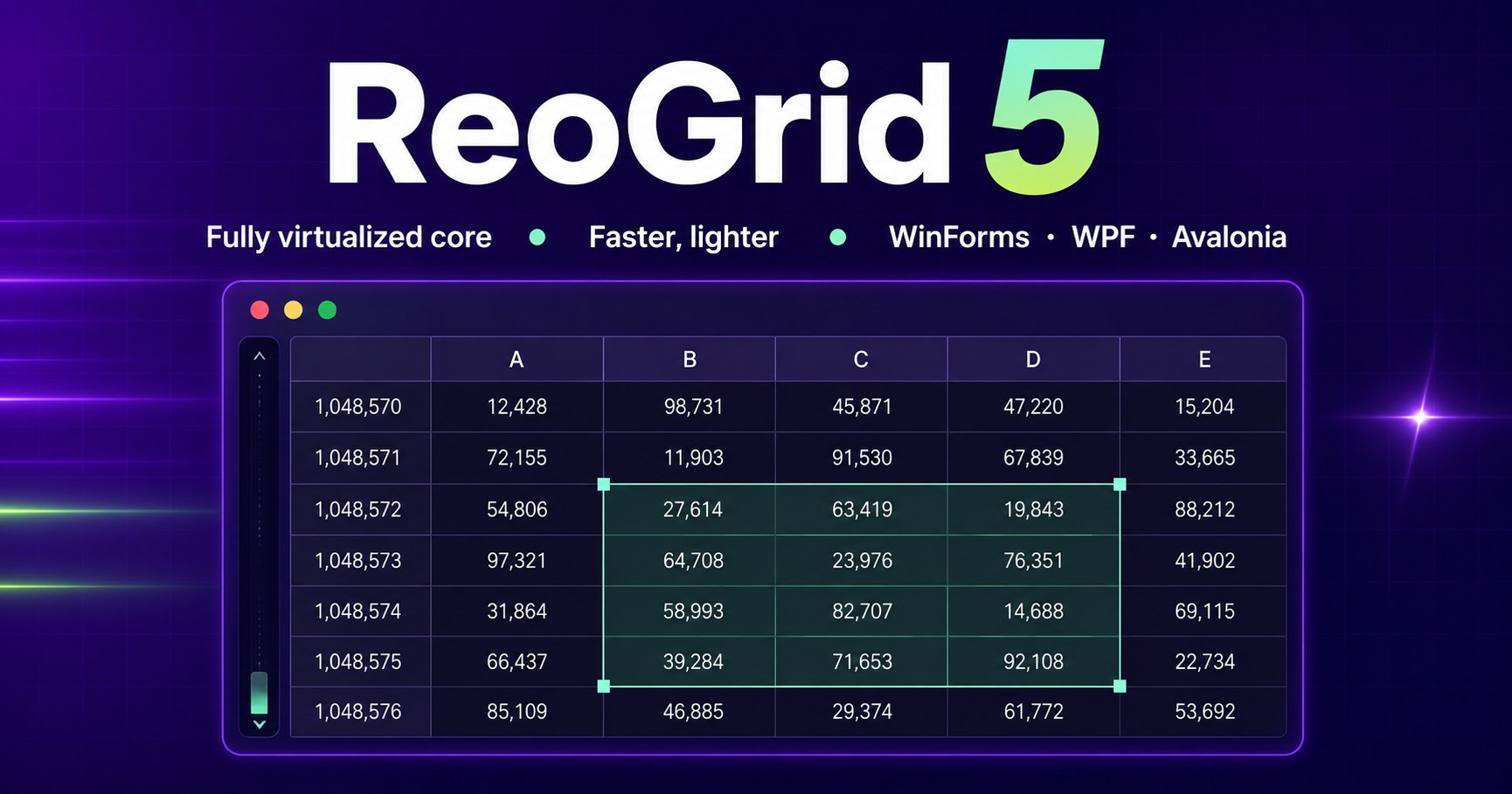 ReoGrid V5 リリース — 完全仮想化を設計の一行目に。100万行が「普通のデータ」になる
